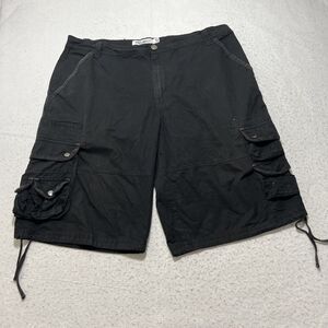 Projek Raw Men's 36 Loose Fit Black Denim Cargo Pocket 13" Inseam Jean Shorts